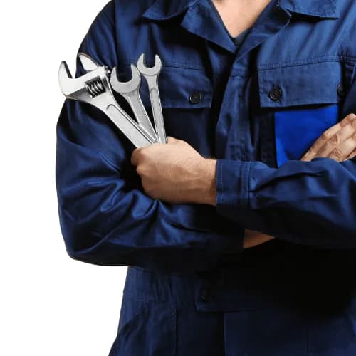 Index field service technician holding three white capsule filling machine change parts.